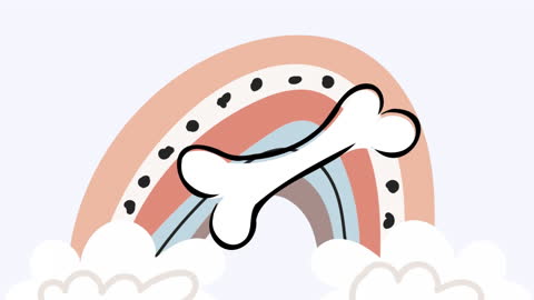 Whimsical Art with Rainbow and Bone Symbolizing Strength and Liberation