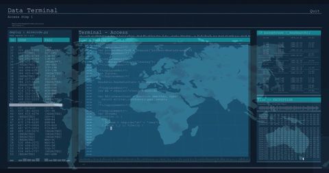 Global Data Terminal Interface with World Map Visualization - Download Free Stock Images Pikwizard.com