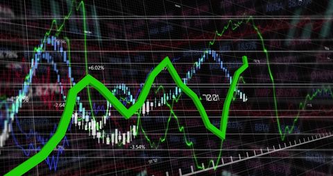Futuristic Financial Graphs with Dynamic Green Line - Download Free Stock Images Pikwizard.com