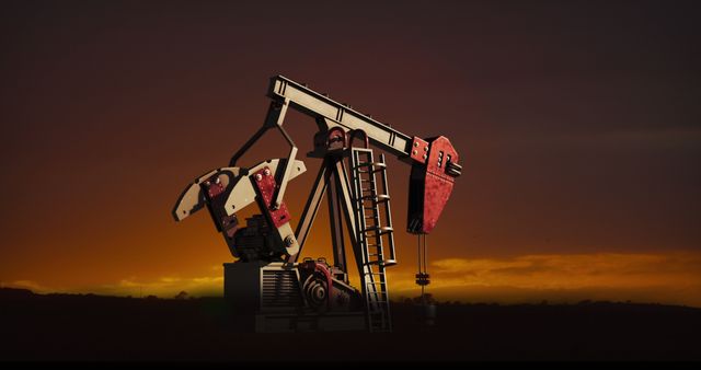 Silhouette of Oil Pump Jack against Sunset Sky - Download Free Stock Images Pikwizard.com