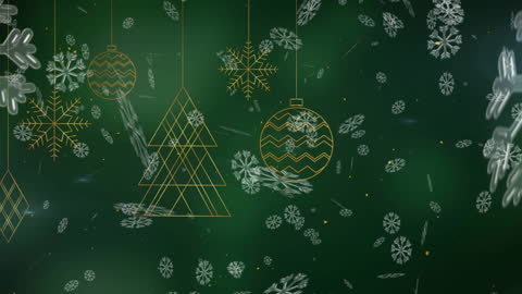 Festive Christmas Decorations with Falling Snow Animation