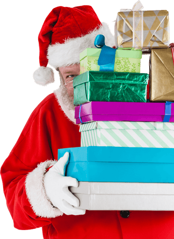 transparent santa claus hiding playfully behind gift stack - Download Free Stock Videos Pikwizard.com