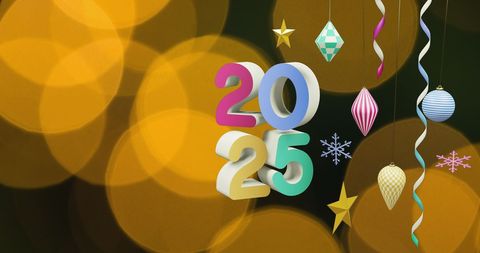 Colorful 2025 with Festive Christmas Decorations