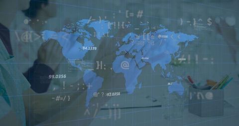 Global Business Interface with World Map and Data Overlay - Download Free Stock Images Pikwizard.com
