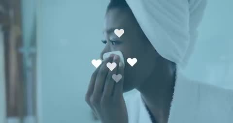 Skincare Routine Featuring African Woman Cleansing Face with Animation