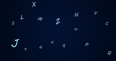 Floating letters in deep blue space