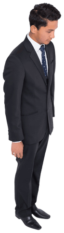 Happy Biracial Businessman in Suit Isolated on Transparent Background