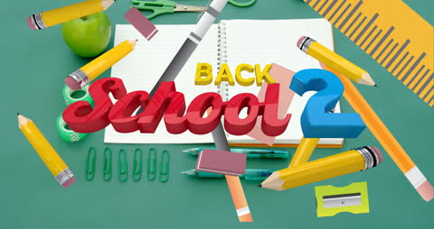 Colorful Back to School Animation with Pencils and Notebooks