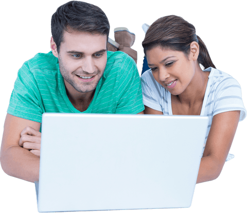 transparent young couple smiling and using laptop - Download Free Stock Videos Pikwizard.com