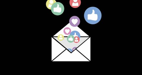 Social Media Engagement Symbols Flowing from Envelope - Download Free Stock Images Pikwizard.com
