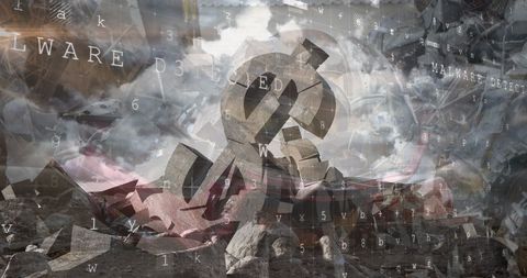 Cracked Dollar Symbol Depicting Economic Instability and Cybersecurity Concerns