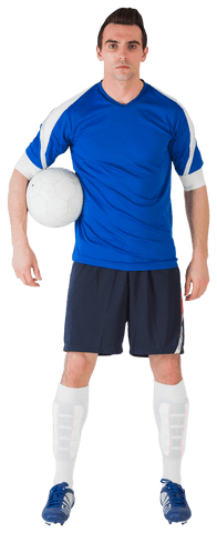 Transparent Soccer Player in Blue Jersey with Football