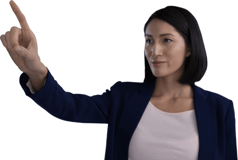 Confident businesswoman using transparent virtual interface