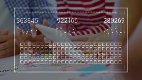 Team Collaborating on Tablet with Data Overlay for Business Analysis