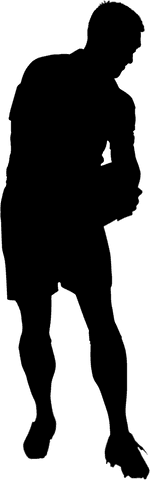 Transparent rugby player holding ball in hand with full body shot