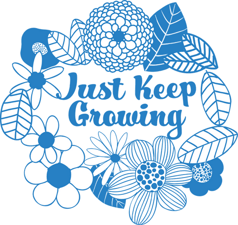 Floral wreath with just keep growing on transparent background