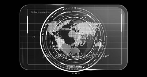 Futuristic globe with data overlays for ai and computing