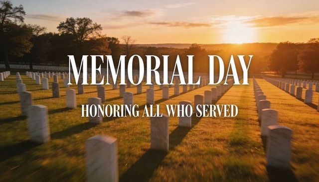 Memorial day sunrise casting long shadows over military cemetery honoring fallen members