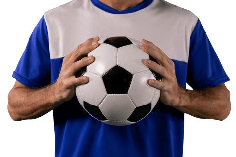 caucasian footballer holding soccer ball on transparent background - Download Free Stock Videos Pikwizard.com