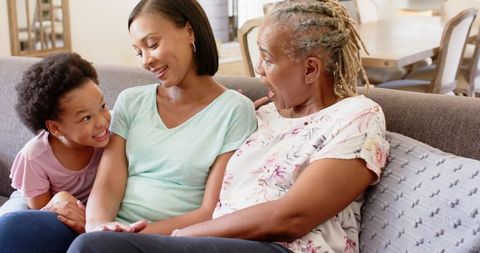 Multigenerational Family Connecting in Cozy Living Room