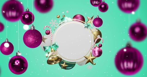 Festive Christmas Decor with Placeholder for Text on Green Background