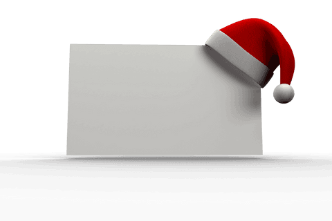 Transparent poster with festive santa hat overlay for christmas