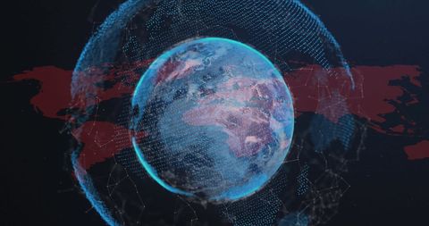 Global Data Network Around Earth with Digital Interface - Download Free Stock Images Pikwizard.com