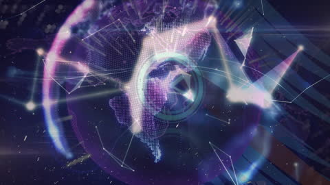 Futuristic Global Digital Network with Clock Overlay