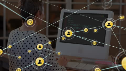 Businesswoman Working with Network of Digital Connections