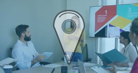 Collaborative corporate meeting with digital presentation