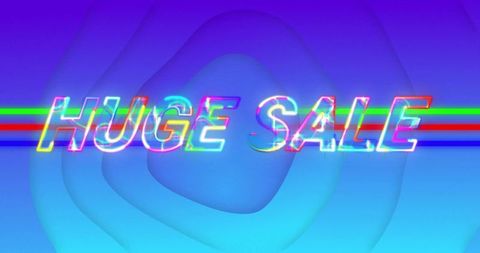 Neon Huge Sale Glitch Banner with RGB Stripes