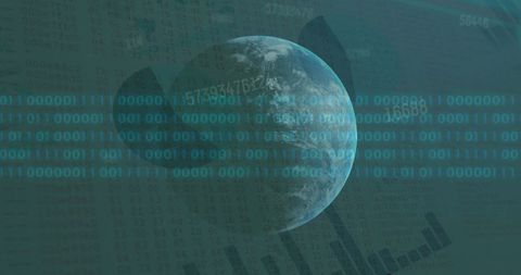 Global Data Processing with Binary Code and Earth Globe - Download Free Stock Images Pikwizard.com