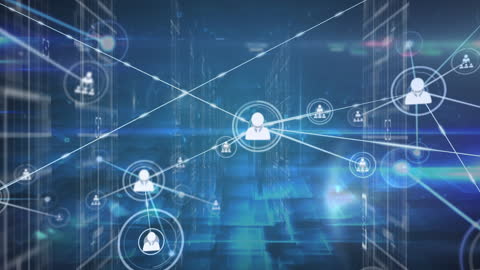 Futuristic Network with Connected User Icons