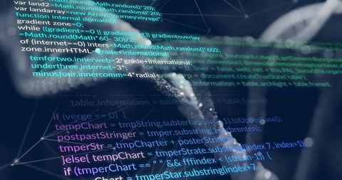 Holographic brain network overlaying multicolor code stream: ai cybersecurity visualization