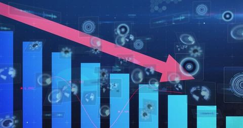 Global Data Analytics and Trend Showing Decline with Bar Graph and Red Arrow - Download Free Stock Images Pikwizard.com