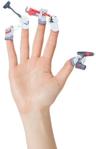 transparent hand with tools on fingers concept - Download Free Stock Videos Pikwizard.com