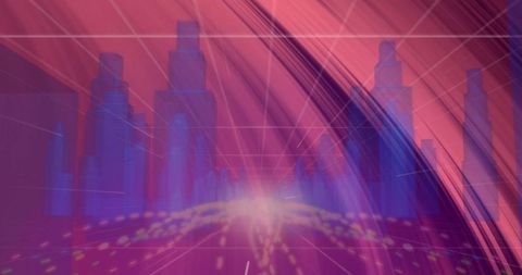 Futuristic cyberpunk cityscape with neon light streaks