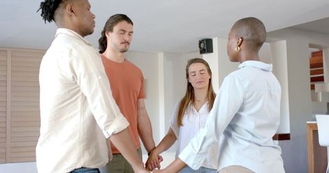Diverse Friends Holding Hands, Embracing Unity and Togetherness