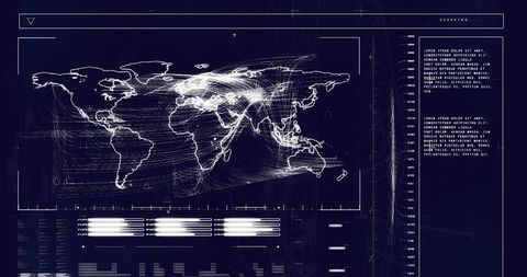 global data network visualization with world map interface - Download Free Stock Images Pikwizard.com