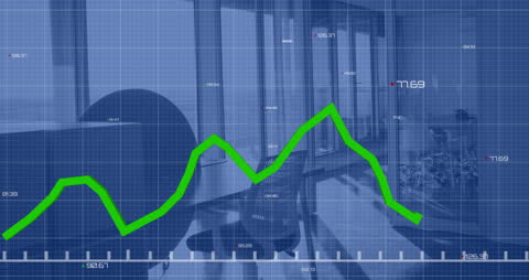 Digital Financial Data Graph Over Modern Empty Office