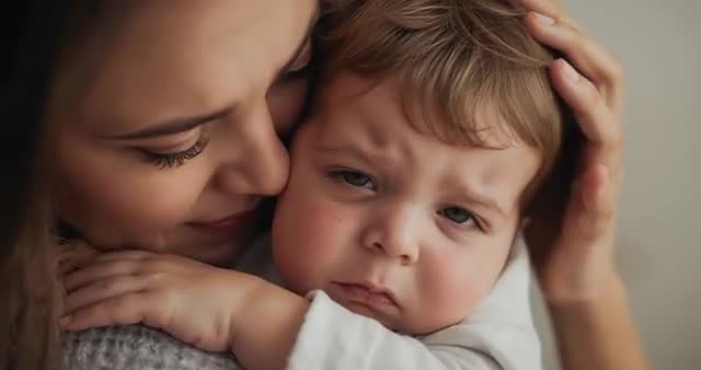 Mother Comforting Sad Toddler at Home with Tender Bond