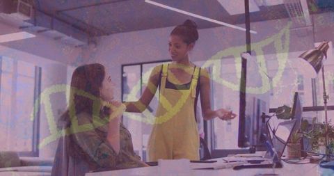 Modern office collaboration with dna innovation theme