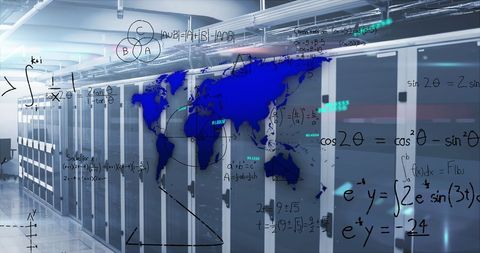 Data-Driven World with Calculations in Server Room - Download Free Stock Images Pikwizard.com