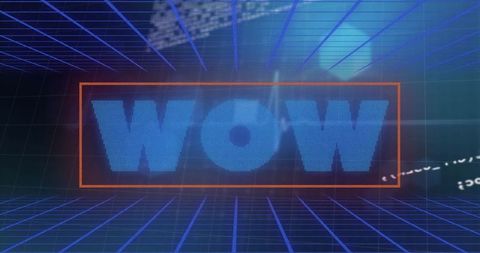 futuristic wow text on digital grid interface - Download Free Stock Images Pikwizard.com