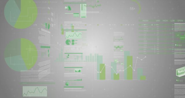 Abstract Financial Data Analysis with Green Graphs and Charts - Download Free Stock Images Pikwizard.com