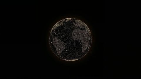Illuminated earth globe with golden lights in space