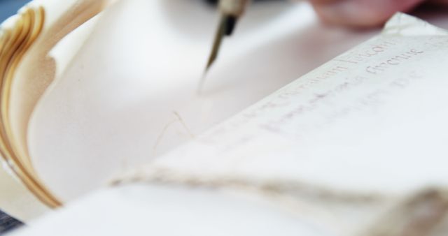 Closeup of Historical Letter Writing with Quill Pen - Download Free Stock Images Pikwizard.com