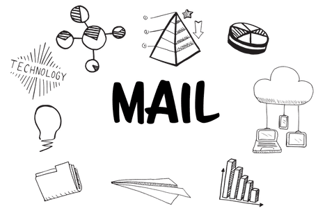 Digital text and icon graphics on transparent background for business