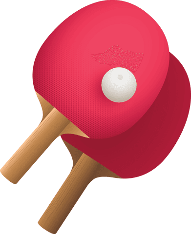 Vector table tennis rackets with ball on transparent background