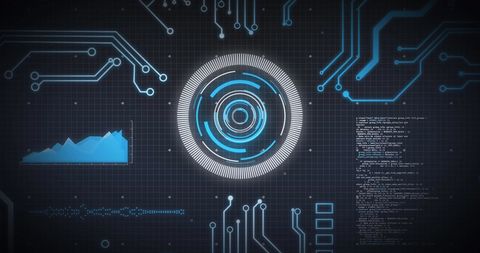 Digital Interface with Futuristic Circuit Elements and Data Charts - Download Free Stock Images Pikwizard.com